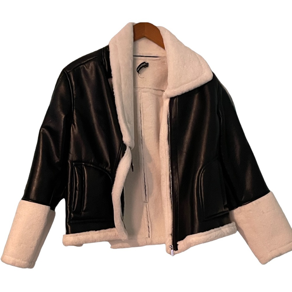 Black Leather Fur Jacket!